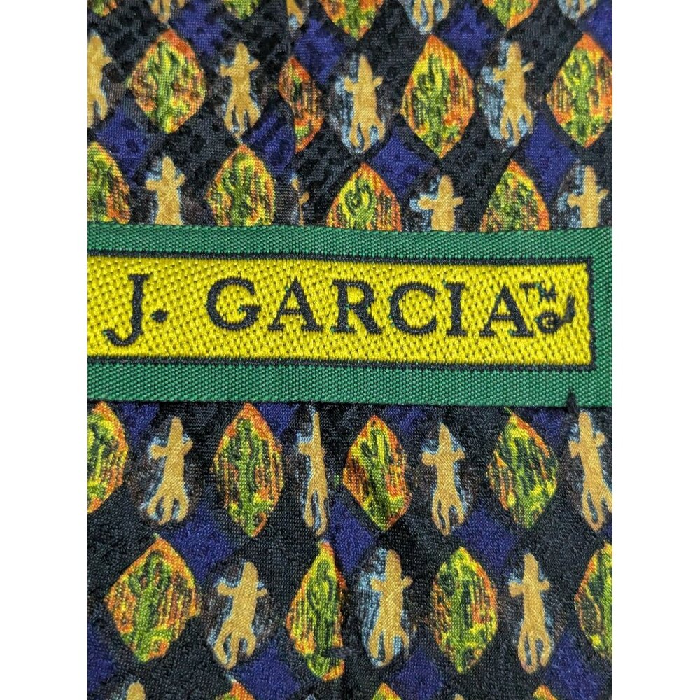 J. Garcia Stonehenge Lizard Pattern Silk Tie - Vibrant Colors used